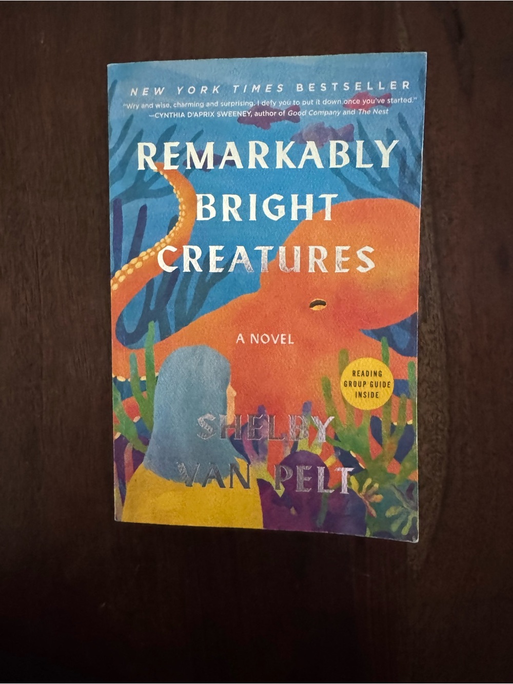 Remarkably Bright Creatures book with sprayed edges by Shelby van pelt